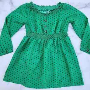 Old Navy girls bright green polka dot dress long sleeve pullover